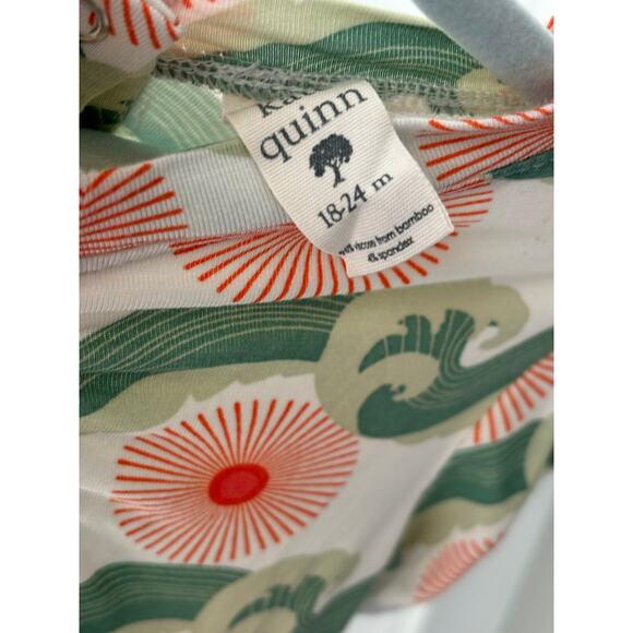 Kate Quinn Suns and Waves EUC Jumpsuit Size 18-24 Months Bamboo Green Orange - Picture 4 of 4